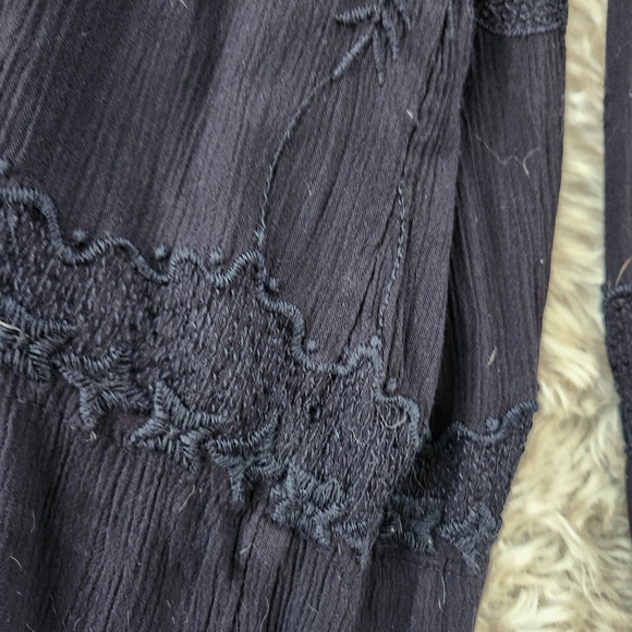 Free People Angie's Set Bottoms Only Wide Leg Black Viscose‎ Pants Women's Large - Picture 4 of 13